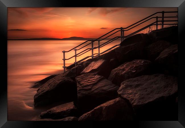 Sunset at Aberavon beach breakwater Framed Print by Leighton Collins