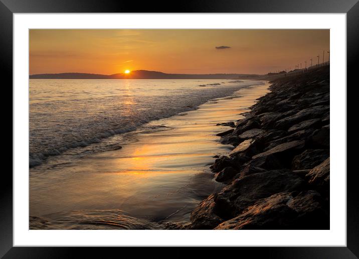 Sunset at Aberavon beach Framed Mounted Print by Leighton Collins