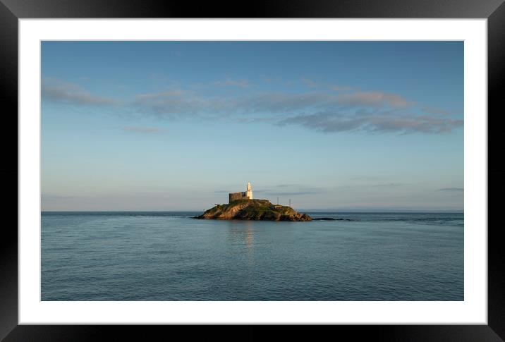 Mumbles Lighthouse island Framed Mounted Print by Leighton Collins