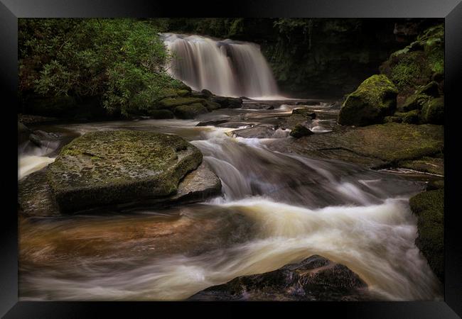 Cwmdu waterfall on The Clydach River Framed Print by Leighton Collins