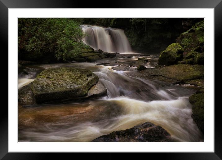 Cwmdu waterfall on The Clydach River Framed Mounted Print by Leighton Collins