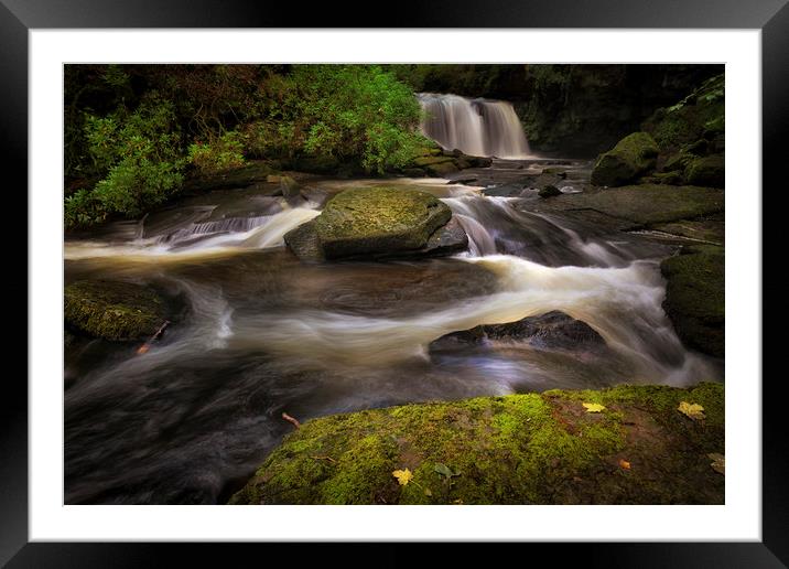 Waterfall on The Clydach River Framed Mounted Print by Leighton Collins