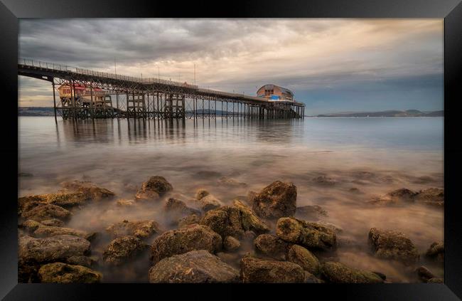 Dusk at Mumbles Pier Framed Print by Leighton Collins