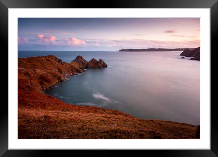 Three Cliffs Bay Gower Framed Mounted Print by Leighton Collins