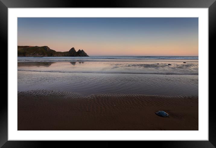 Evening at Three Cliffs Bay on the Gower peninsula Framed Mounted Print by Leighton Collins