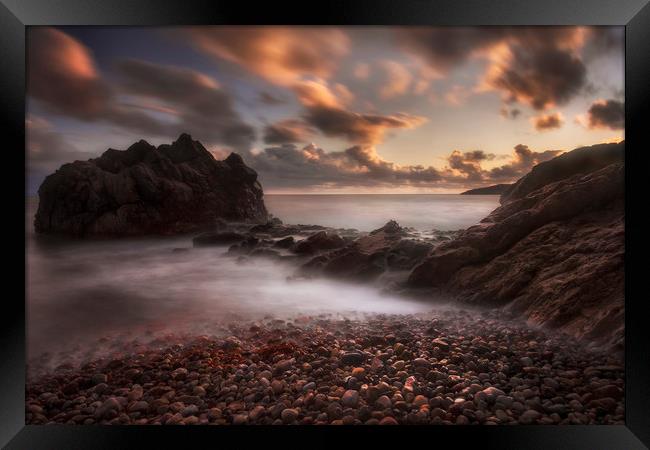 Sunset on Rotherslade Bay Framed Print by Leighton Collins