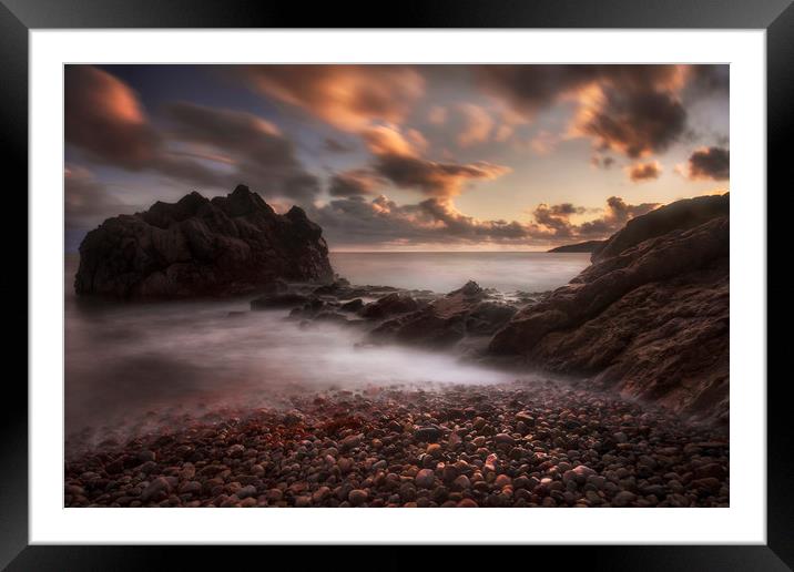 Sunset on Rotherslade Bay Framed Mounted Print by Leighton Collins