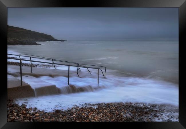 A grey morning at Langland Bay. Framed Print by Leighton Collins