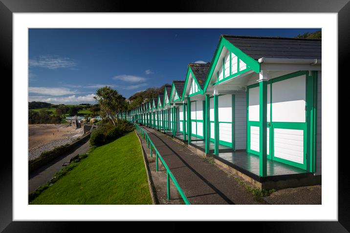 Langland Bay chalets Framed Mounted Print by Leighton Collins