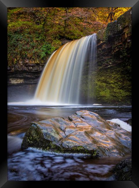 Lady Falls in full flow Framed Print by Leighton Collins