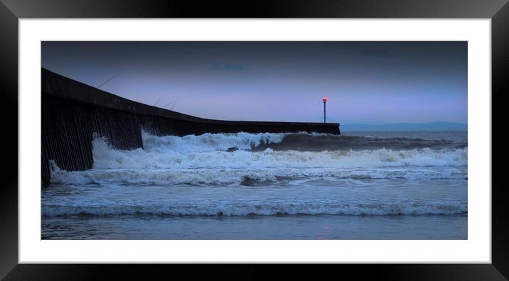 Breaking waves and fishing rods Framed Mounted Print by Leighton Collins