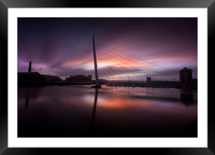 Sunrise at Swansea Sail Bridge Framed Mounted Print by Leighton Collins