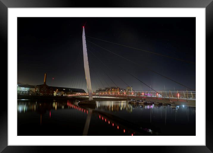 Late evening at Swansea Sail Bridge Framed Mounted Print by Leighton Collins