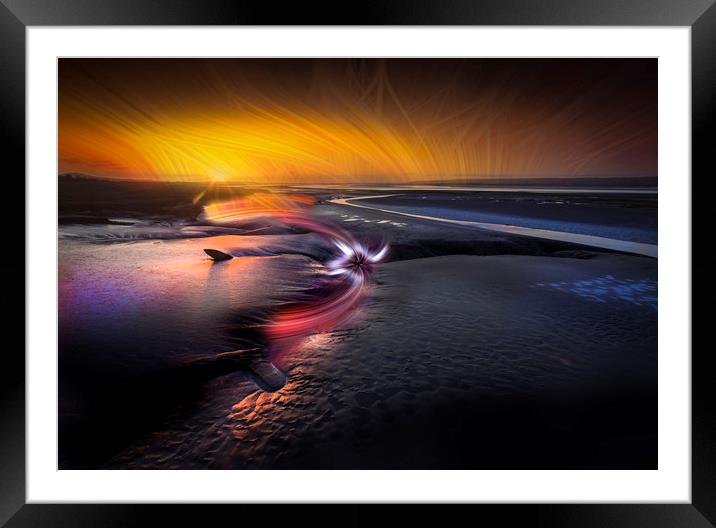 Impressionistic take on the Loughor estuary Framed Mounted Print by Leighton Collins