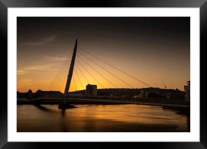 Sunset over Swansea Sail Bridge Framed Mounted Print by Leighton Collins