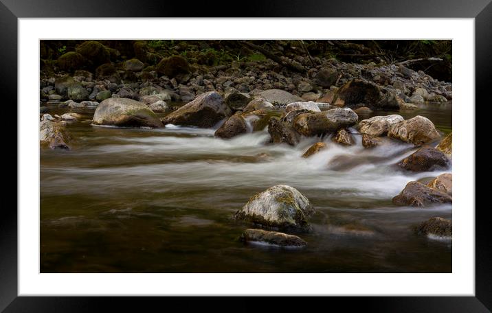 Stones in the Afon Twrch Framed Mounted Print by Leighton Collins