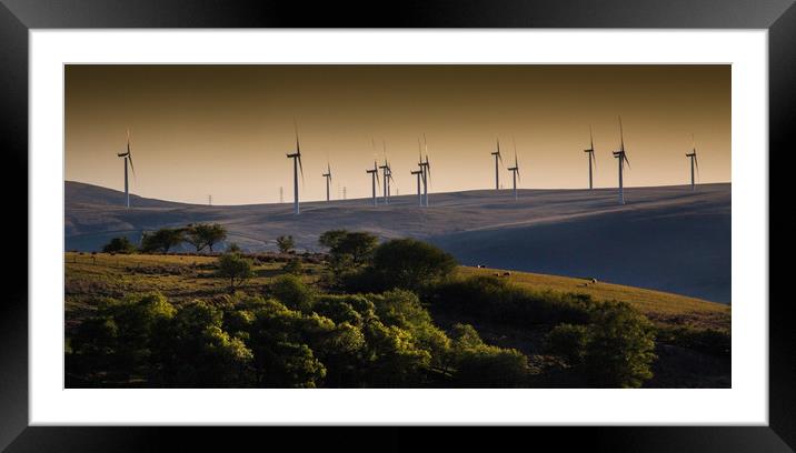 Wind turbines in Brecon Framed Mounted Print by Leighton Collins