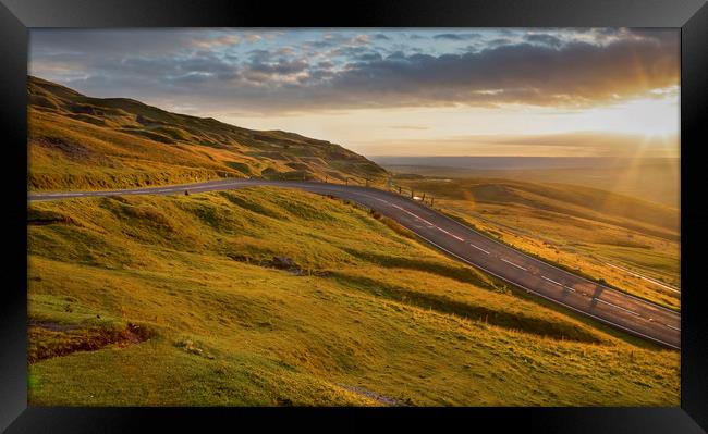 Sunset over the hairpin Framed Print by Leighton Collins
