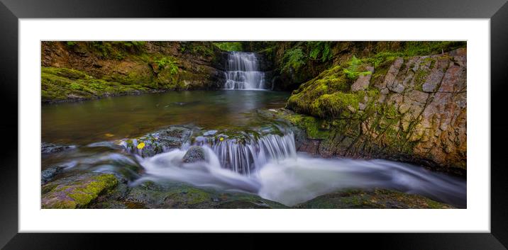 Dinas Rock waterfall Framed Mounted Print by Leighton Collins