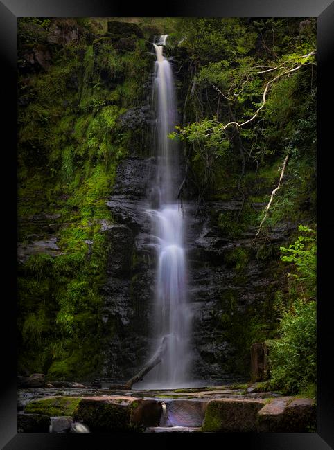 The tallest waterfall at Blaen y Glyn  Framed Print by Leighton Collins
