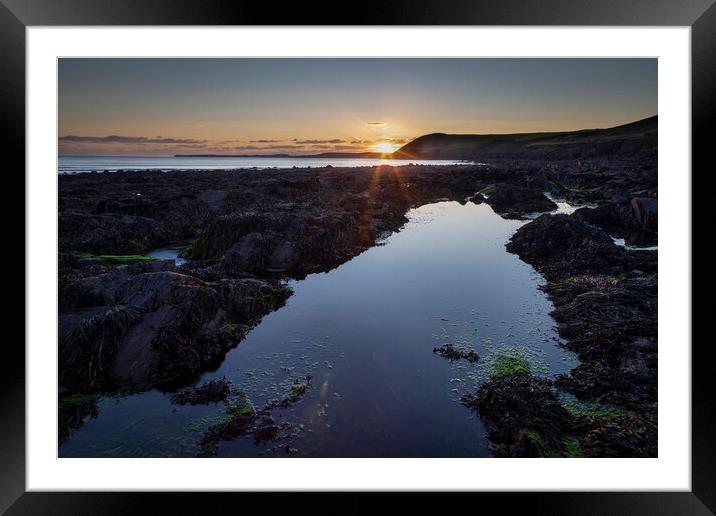 Rockpools on Manorbier beach Framed Mounted Print by Leighton Collins