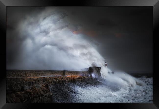 Hurricane Ophelia at Porthcawl  Framed Print by Leighton Collins