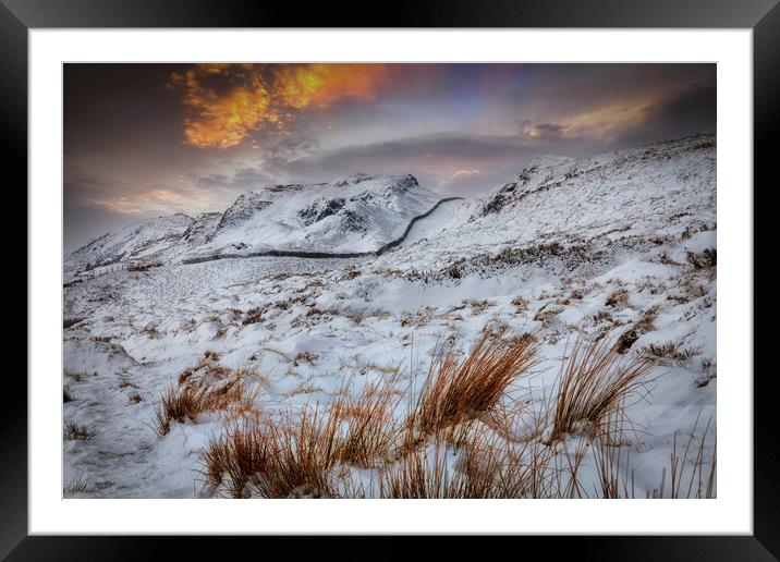 The snow capped beauty of Cribarth mountain Framed Mounted Print by Leighton Collins