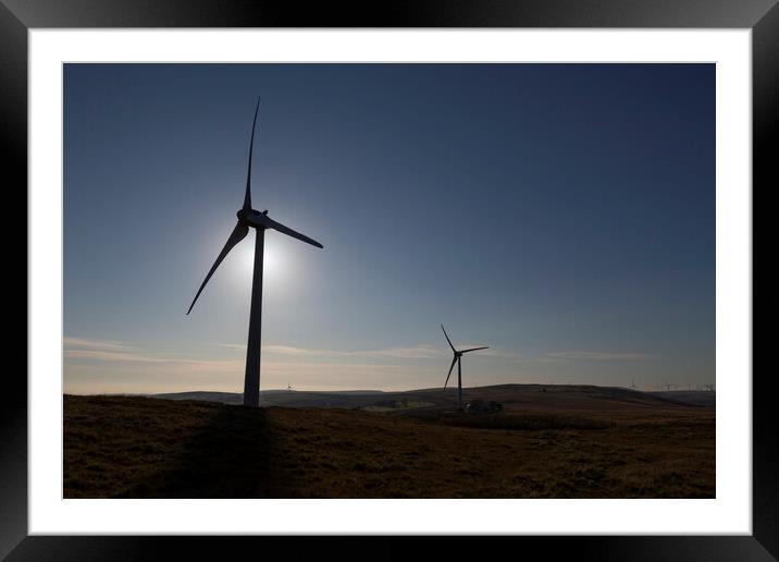 Wind turbines in Wales Framed Mounted Print by Leighton Collins