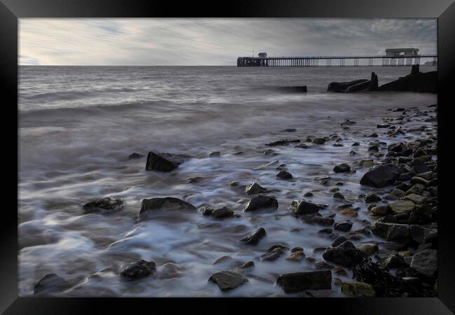 Pebbles at Penarth Pier Framed Print by Leighton Collins