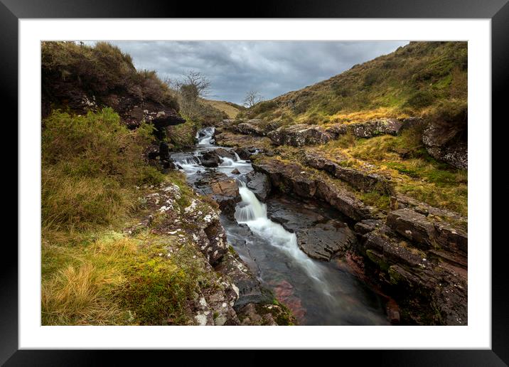 Cascading river Tawe Framed Mounted Print by Leighton Collins