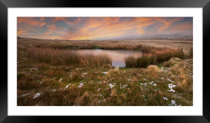 A sink hole in Winter Framed Mounted Print by Leighton Collins