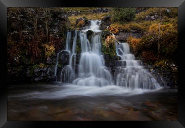 Waterfall flowing into the River Tawe Framed Print by Leighton Collins