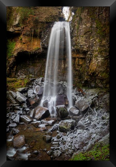 Winter at Melincourt waterfall Framed Print by Leighton Collins