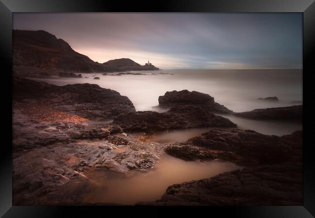 Mumbles lighthouse and Bracelet Bay Framed Print by Leighton Collins