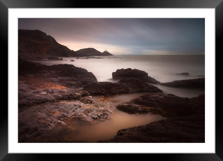 Mumbles lighthouse and Bracelet Bay Framed Mounted Print by Leighton Collins