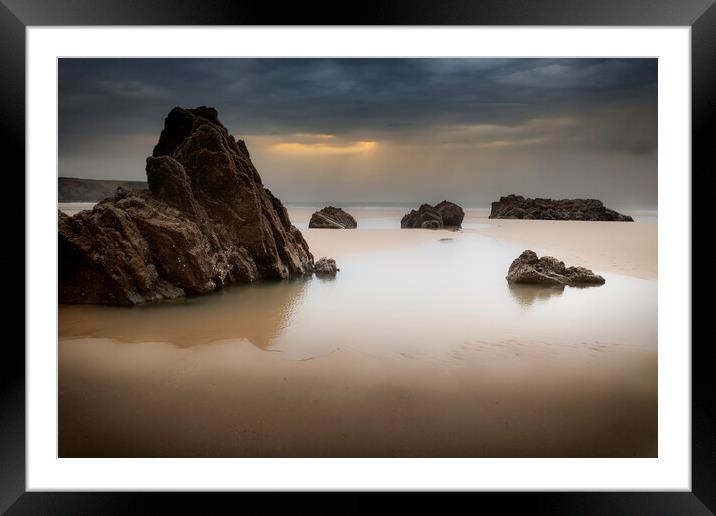 The rocky beach at Marloes Sands in West Wales UK Framed Mounted Print by Leighton Collins