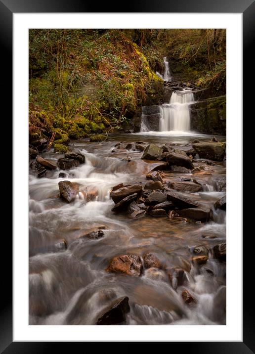 Cwmtawe cascade Framed Mounted Print by Leighton Collins