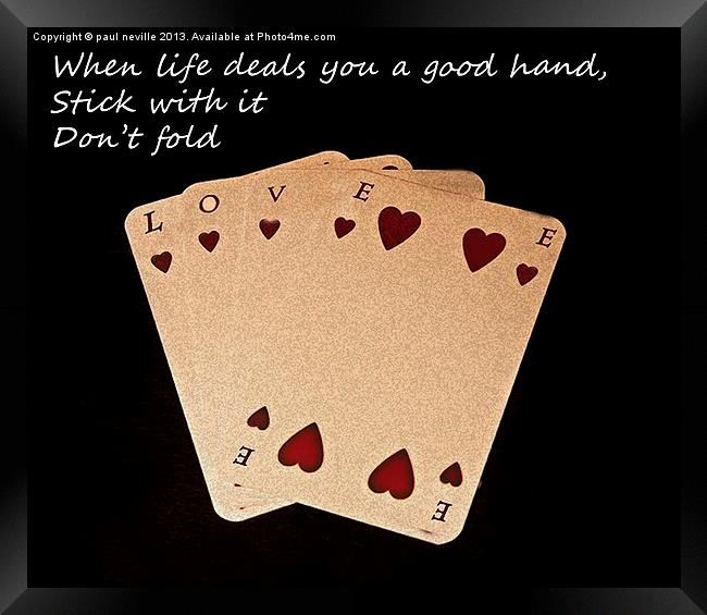 Love is on the cards Framed Print by paul neville