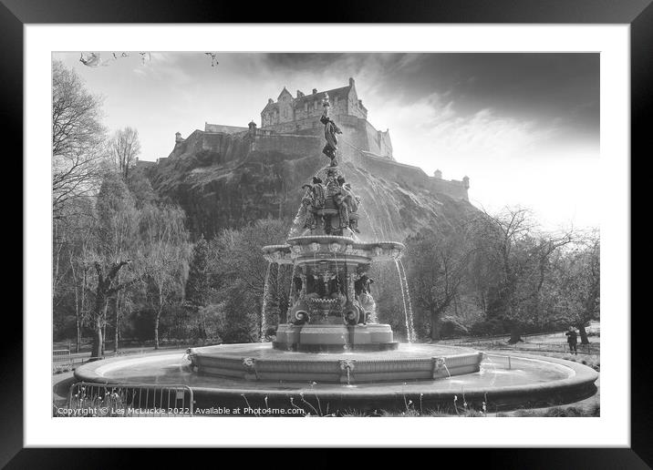 Majestic Fountain of Edinburgh Castle Framed Mounted Print by Les McLuckie