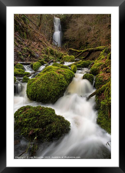 Majestic Craigie Linn Waterfall Framed Mounted Print by Les McLuckie