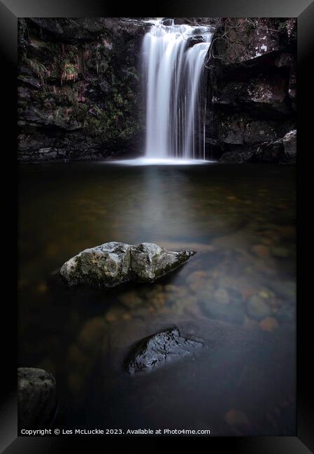 Majestic Waterfall in Campsie Fells Framed Print by Les McLuckie