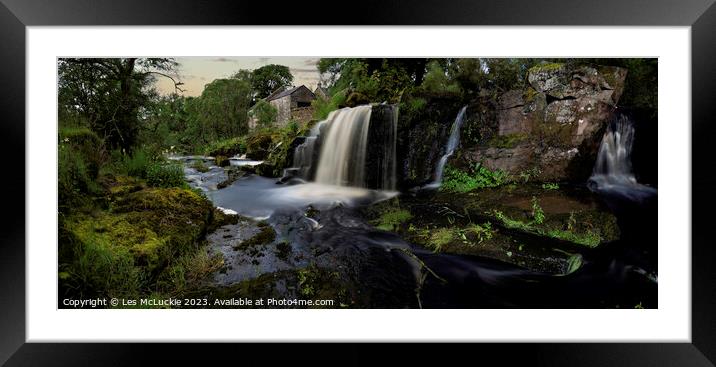 Waterfall at an old mill  Framed Mounted Print by Les McLuckie
