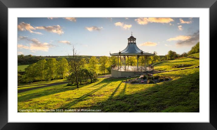 Public park Bandstand at sunrise Framed Mounted Print by Les McLuckie