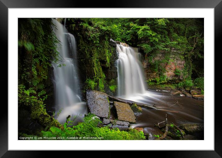 Large Waterfall Dalry Ayrshire Framed Mounted Print by Les McLuckie