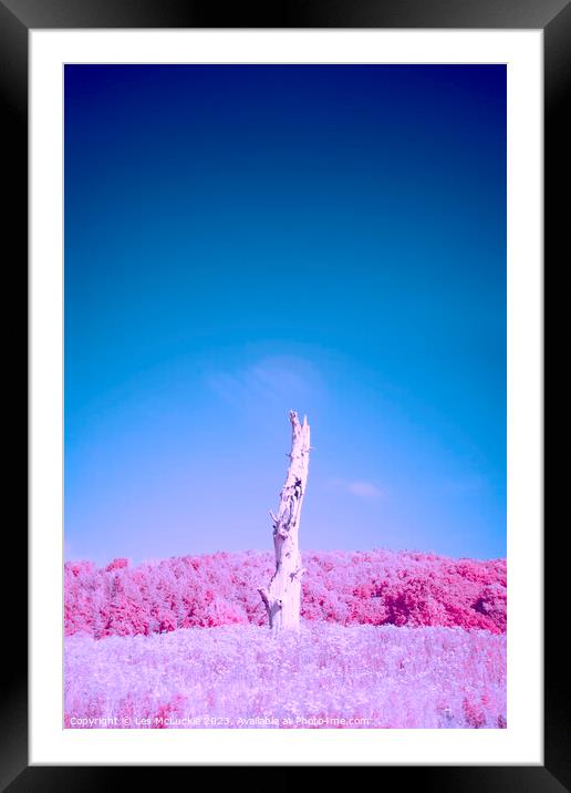 Lone Tree Infrared Image Framed Mounted Print by Les McLuckie