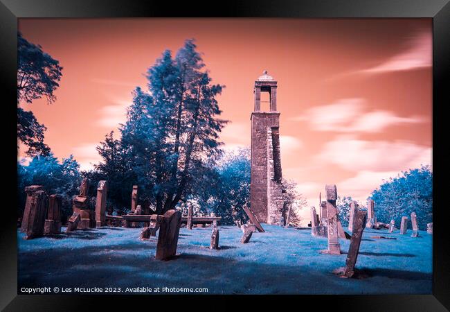 Infrared Churchyard Framed Print by Les McLuckie