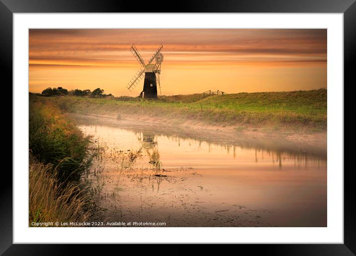 Windmill on The River Bure Framed Mounted Print by Les McLuckie