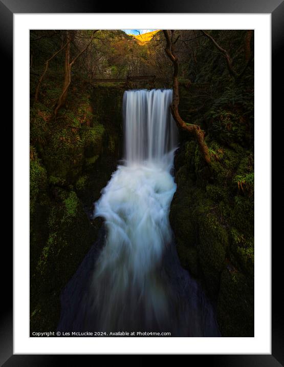 Alva Glen Waterfall Scotland Framed Mounted Print by Les McLuckie
