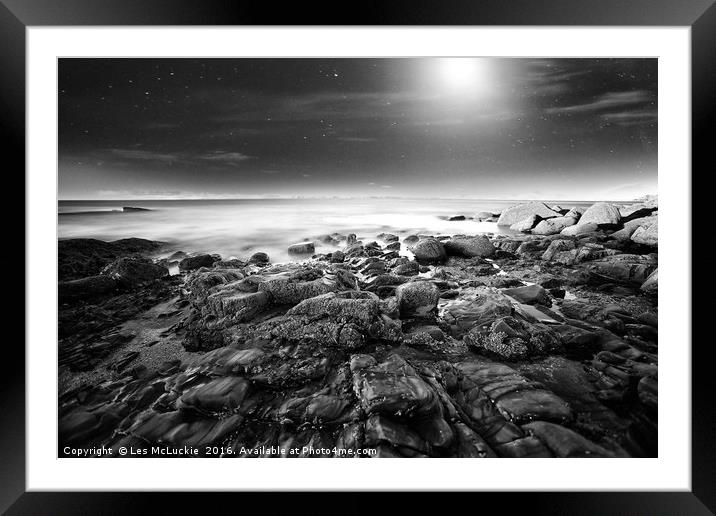Majestic Scottish Rocky Beach Framed Mounted Print by Les McLuckie