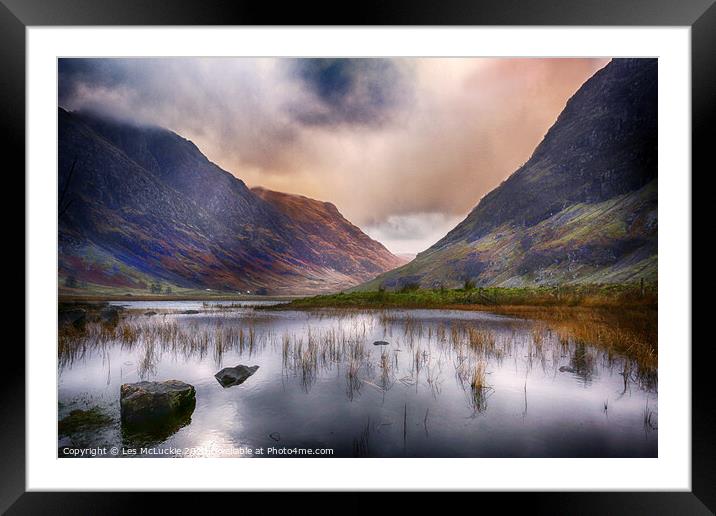 Majestic Glen Coe Mountains Framed Mounted Print by Les McLuckie